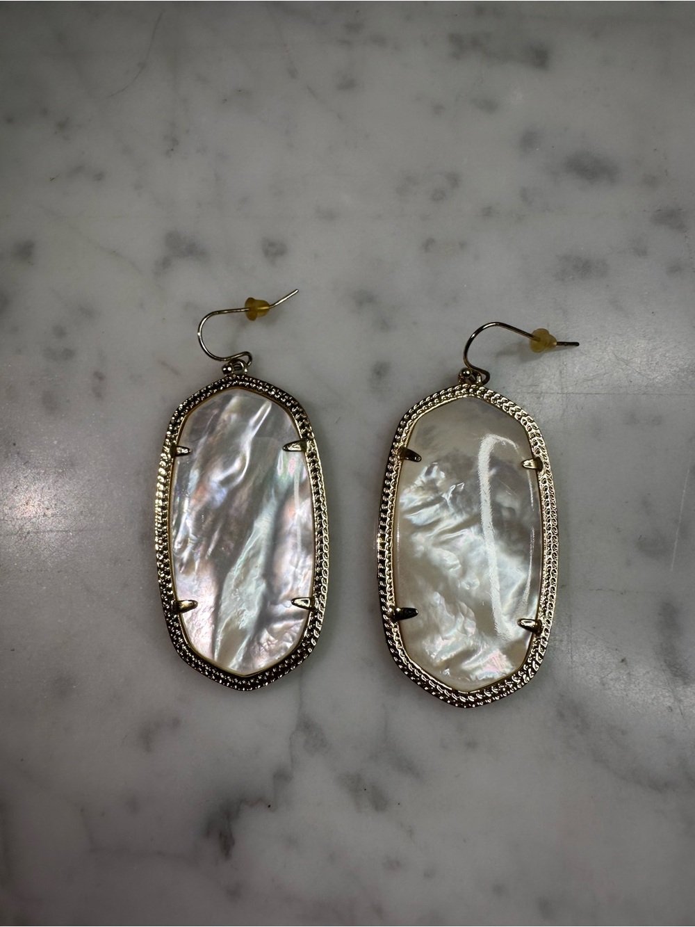 Kendra Scott Gold White Mother of Pearl Statement Drop Earrings